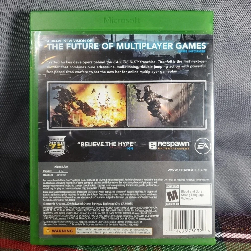 EA Xbox One Titanfall Video Game Green First Person Shooter Mech Combat FPS